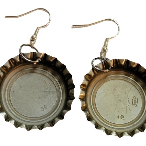 ❤️ DAP Bottle Cap Skull Punk Gothic Pierced Earrings ❤️ - Picture 7 of 8